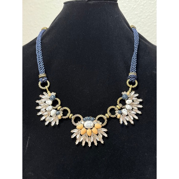Chloe + Isabel Jewelry - Chloe + Isabel Statement Necklace Blue Gold Crystal Marbled Stone Festival Y2K